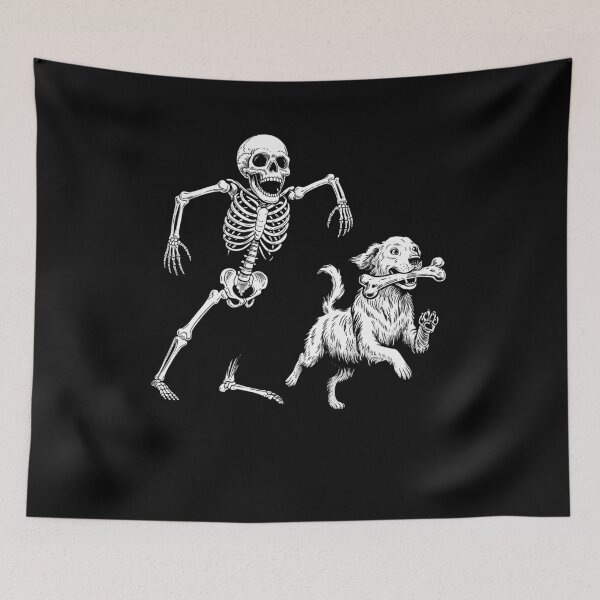 Item preview, Skeleton Chasing Dog Funny Skeleton Halloween designed and sold by studio-ssaam.