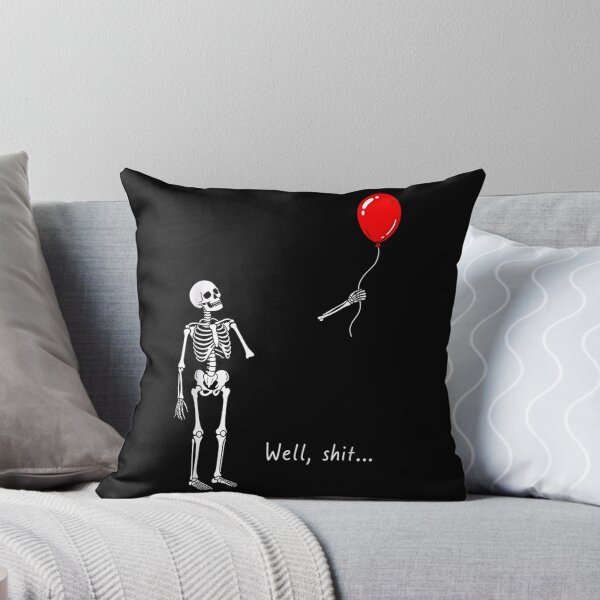 Item preview, Well Shit Funny Skeleton Chasing Pumpkin Balloon Halloween designed and sold by CherubsStudios.