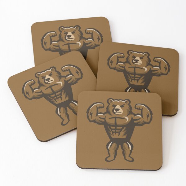 Item preview, Strong Bodybuilder Bear Gym Mascot designed and sold by JOHNITEES.
