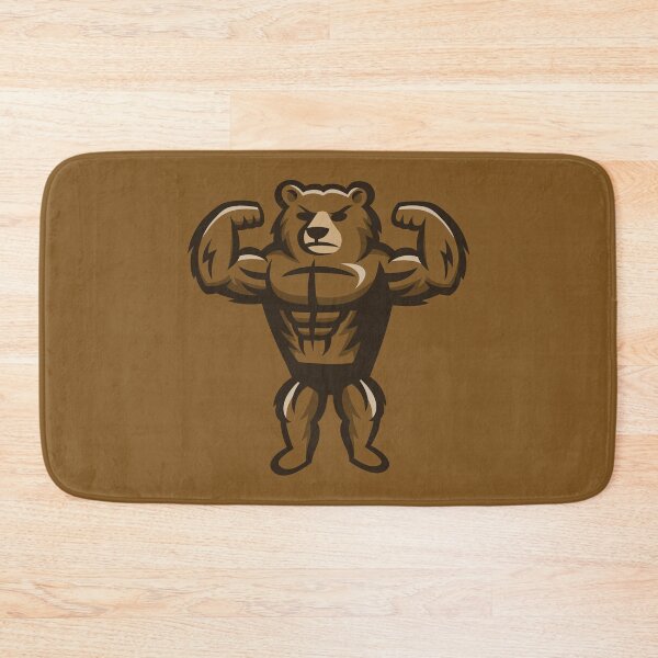 Item preview, Strong Bodybuilder Bear Gym Mascot designed and sold by JOHNITEES.