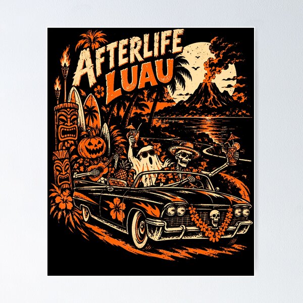 Item preview, Retro Tiki Halloween Spooky Tropical Night Vintage Horror designed and sold by OddityVault.