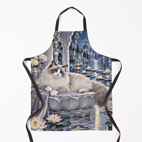 Item preview, Moonlit Ragdoll Cat in a Blue Lotus Palace designed and sold by Jaani-T.