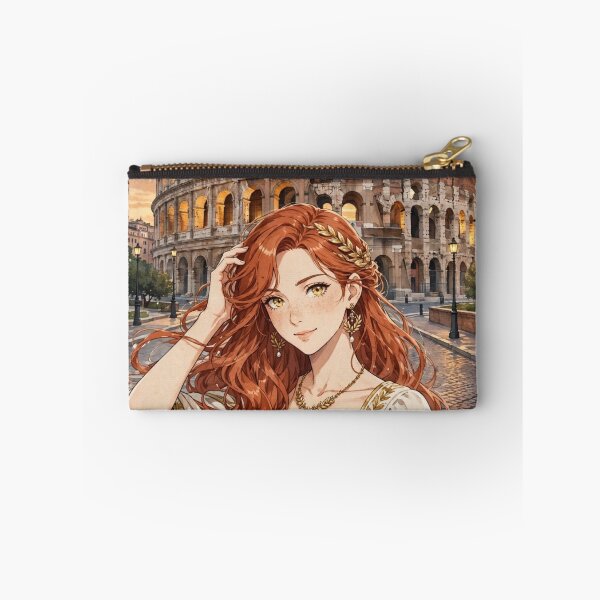 Item preview, Italy Rome Colosseum with a Graceful Redhead Traveler in an Elegant Ivory Dress, Ancient Roman Architecture and Golden Evening Landscape designed and sold by DibujandoPorfa.
