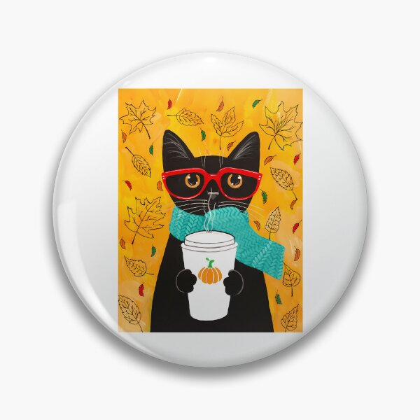 Item preview, Autumn Pumpkin Coffee Cat designed and sold by WalkingInNa.