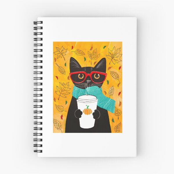 Item preview, Autumn Pumpkin Coffee Cat designed and sold by WalkingInNa.