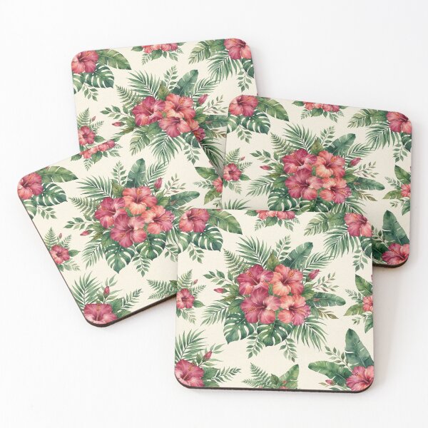 Item preview, Vintage Watercolor Tropical Hibiscus Floral Pattern designed and sold by bvdesignart.