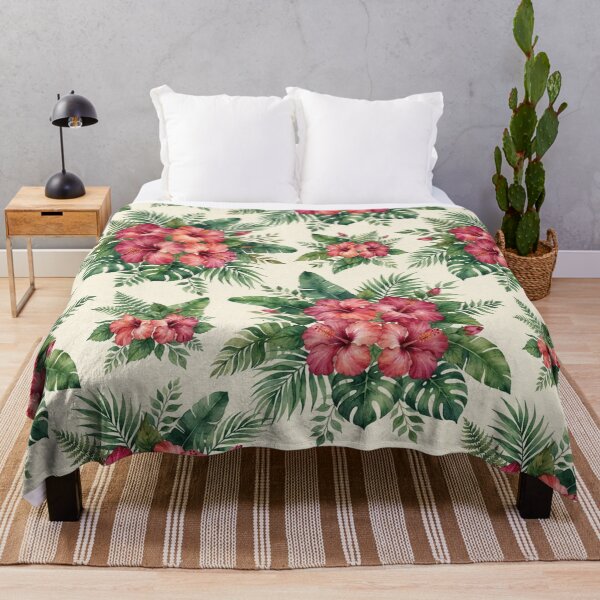 Item preview, Vintage Watercolor Tropical Hibiscus Floral Pattern designed and sold by bvdesignart.