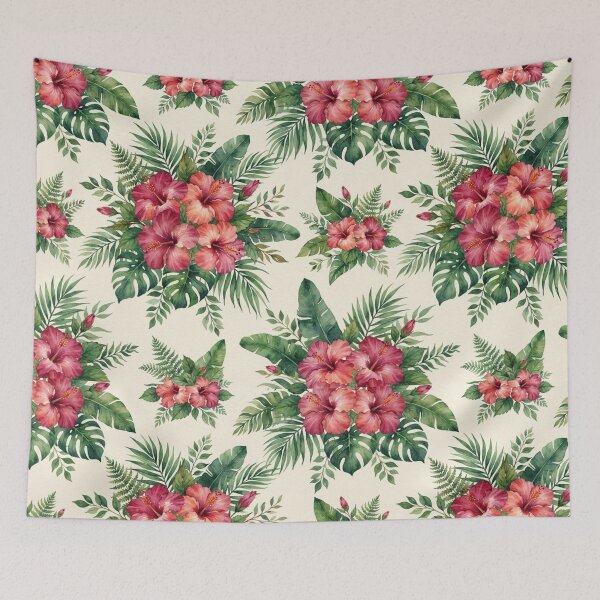 Item preview, Vintage Watercolor Tropical Hibiscus Floral Pattern designed and sold by bvdesignart.