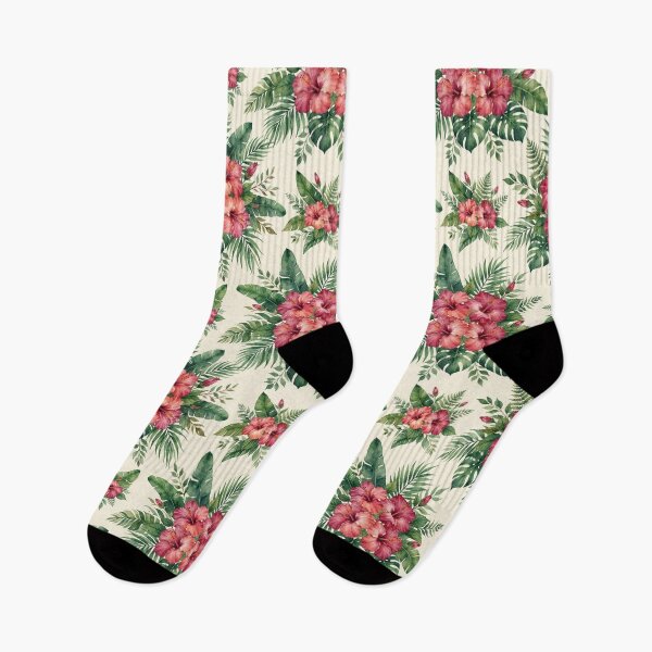 Item preview, Vintage Watercolor Tropical Hibiscus Floral Pattern designed and sold by bvdesignart.