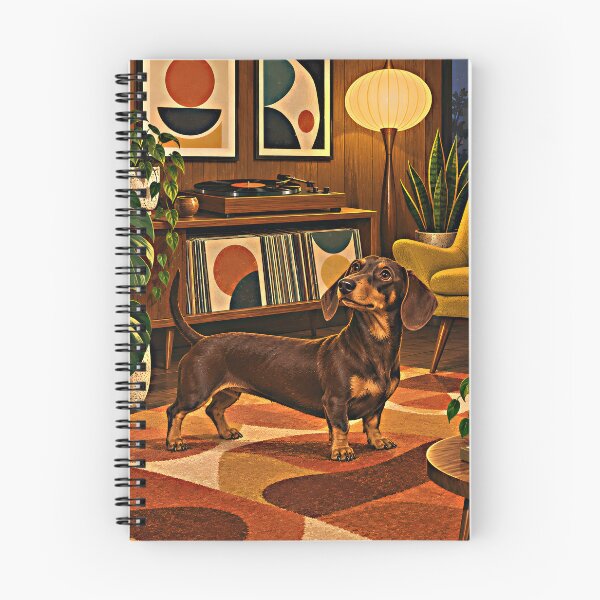 Item preview, Dachshund in a Retro Vinyl Record Room – Mid-Century Dog Art designed and sold by Jaani-T.