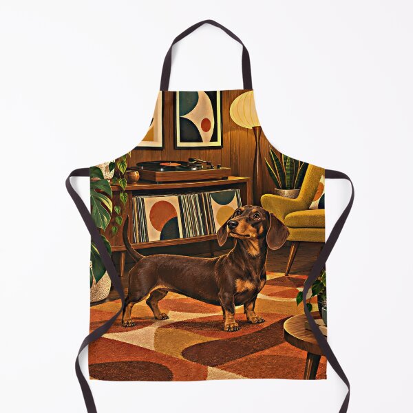 Item preview, Dachshund in a Retro Vinyl Record Room – Mid-Century Dog Art designed and sold by Jaani-T.