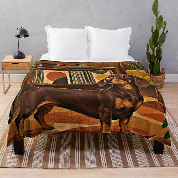 Item preview, Dachshund in a Retro Vinyl Record Room – Mid-Century Dog Art designed and sold by Jaani-T.