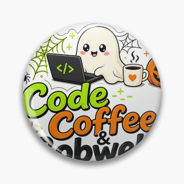 Artikelvorschau, Halloween Software Developer Sticker — Code, Coffee & Cobwebs entworfen und verkauft von Soft Merch.