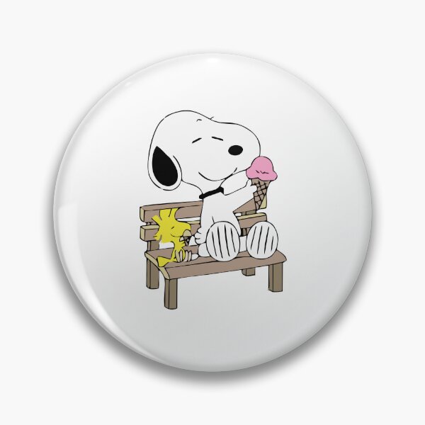 Item preview, Snoopy and Woodstock Sitting on Bench Eating Ice Cream designed and sold by anthonyplynch.
