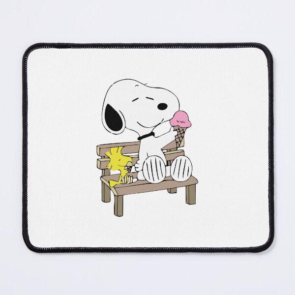 Item preview, Snoopy and Woodstock Sitting on Bench Eating Ice Cream designed and sold by anthonyplynch.