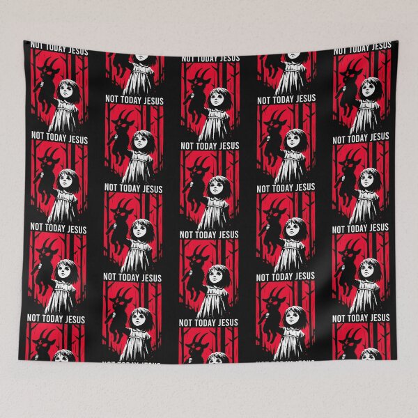 Item preview, Not Today Jesus Funny Horror Demon Vintage Gothic designed and sold by blessedblossom-.