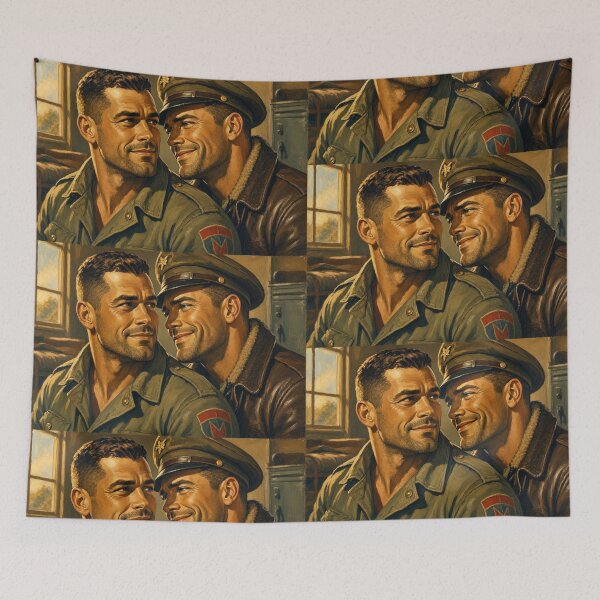 Item preview, Gay Leather Military "Aces High" Vintage Retro Color Art Design designed and sold by ItsAKinkThing.