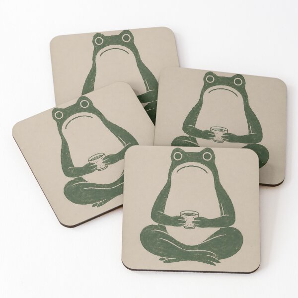 Item preview, Zen Frog Drinking Tea Japanese Woodblock Art designed and sold by artswag.