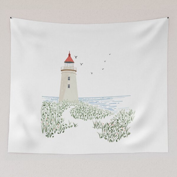 Item preview, Vintage Coastal Lighthouse Watercolor Art Gift for Ocean Lovers designed and sold by LafinaArt.