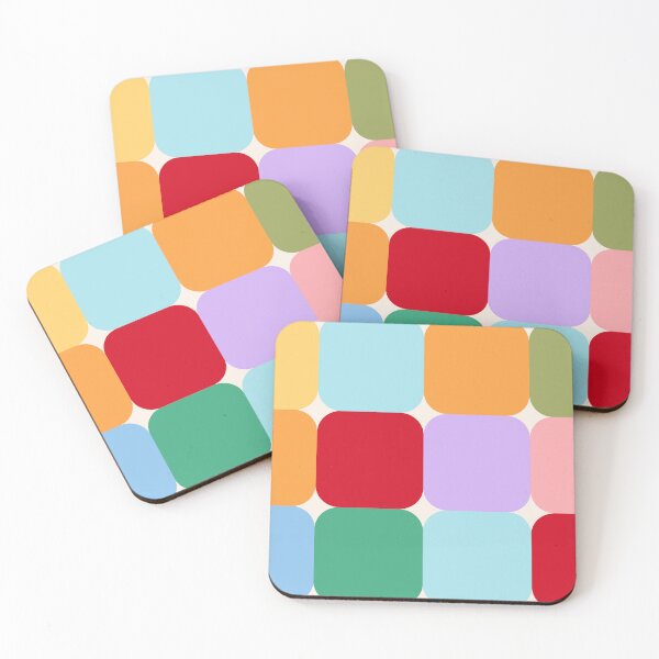 Item preview, Bold colourful mid-century modern geometric square grid in vibrant colours designed and sold by PrettywithColor.