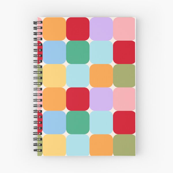 Item preview, Bold colourful mid-century modern geometric square grid in vibrant colours designed and sold by PrettywithColor.