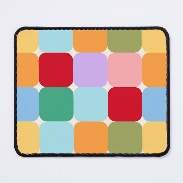 Item preview, Bold colourful mid-century modern geometric square grid in vibrant colours designed and sold by PrettywithColor.
