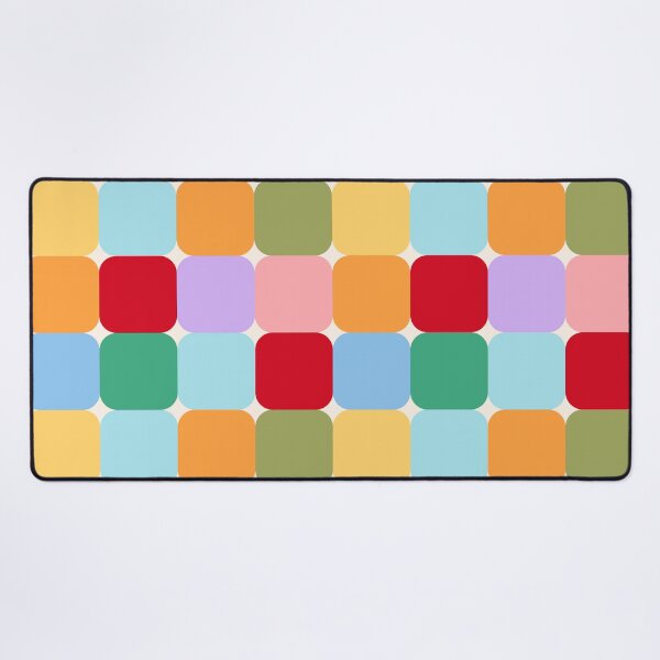 Item preview, Bold colourful mid-century modern geometric square grid in vibrant colours designed and sold by PrettywithColor.