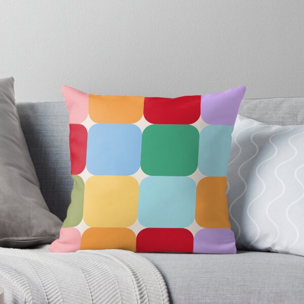 Item preview, Bold colourful mid-century modern geometric square grid in vibrant colours designed and sold by PrettywithColor.