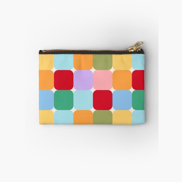Item preview, Bold colourful mid-century modern geometric square grid in vibrant colours designed and sold by PrettywithColor.