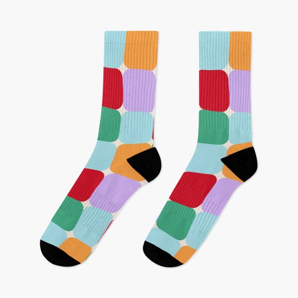 Item preview, Bold colourful mid-century modern geometric square grid in vibrant colours designed and sold by PrettywithColor.