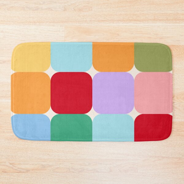 Item preview, Bold colourful mid-century modern geometric square grid in vibrant colours designed and sold by PrettywithColor.
