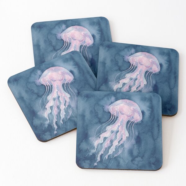 Item preview, Dreamy Pink Watercolor Jellyfish Ocean Art designed and sold by bvdesignart.