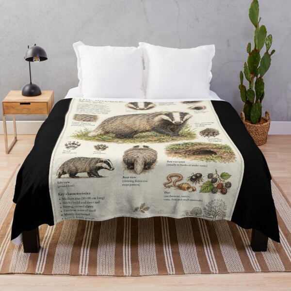 Item preview, Badger botanical poster of English wildlife designed and sold by KALEIDOSCOPE UK.