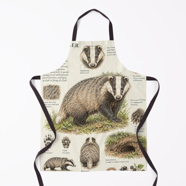 Item preview, Badger botanical poster of English wildlife designed and sold by KALEIDOSCOPE UK.