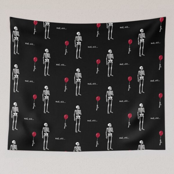 Item preview, Funny Skeleton Lost Arm Red Balloon Well Shit Dark Humor designed and sold by PennysCrafts.