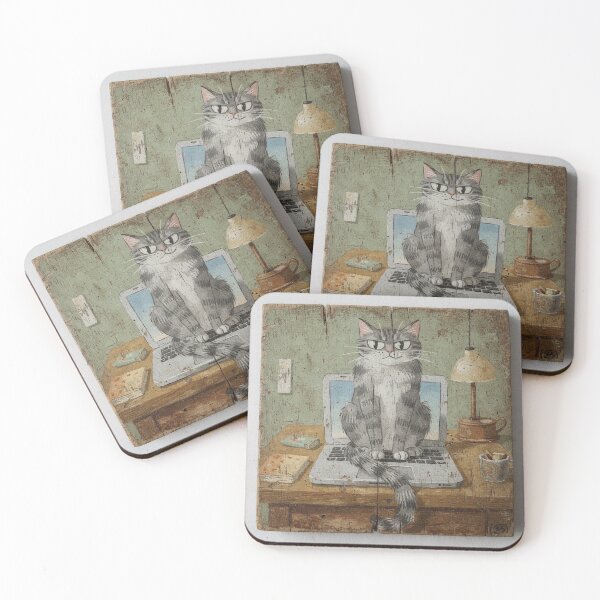 Item preview, The Keyboard Supervisor Cat designed and sold by PictorialWhimsy.