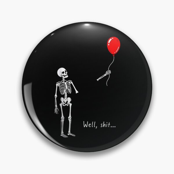 Item preview, Well Shit Funny Skeleton Chasing Pumpkin Balloon Halloween designed and sold by BusyIsaWork.