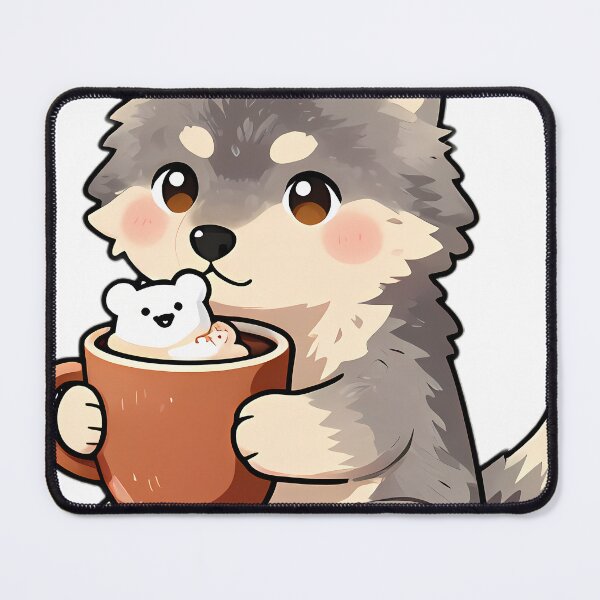 Item preview, Cute Gray Wolf Puppy Hugging Hot Cocoa Mug designed and sold by pumsquare.