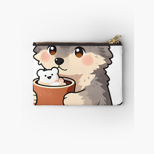 Item preview, Cute Gray Wolf Puppy Hugging Hot Cocoa Mug designed and sold by pumsquare.