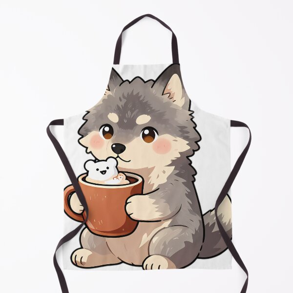 Item preview, Cute Gray Wolf Puppy Hugging Hot Cocoa Mug designed and sold by pumsquare.