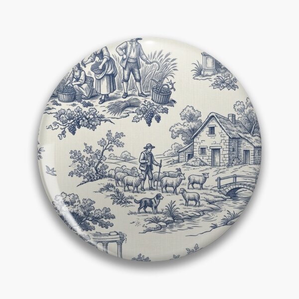 Item preview, Toile de Jouy Countryside Pastoral Pattern designed and sold by ShivCraftStudio.