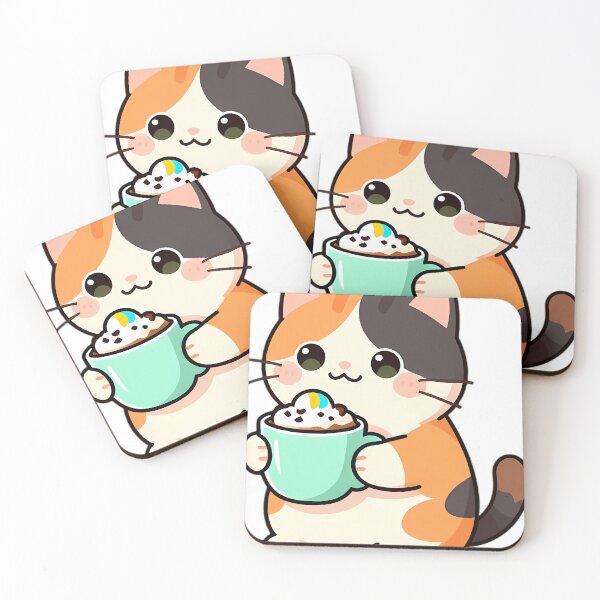 Item preview, Cute Calico Cat Hugging Mint Marshmallow Hot Cocoa Mug designed and sold by pumsquare.