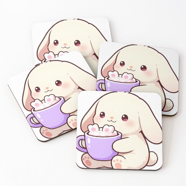 Item preview, Cute White Bunny Hugging Strawberry Hot Cocoa Mug designed and sold by pumsquare.