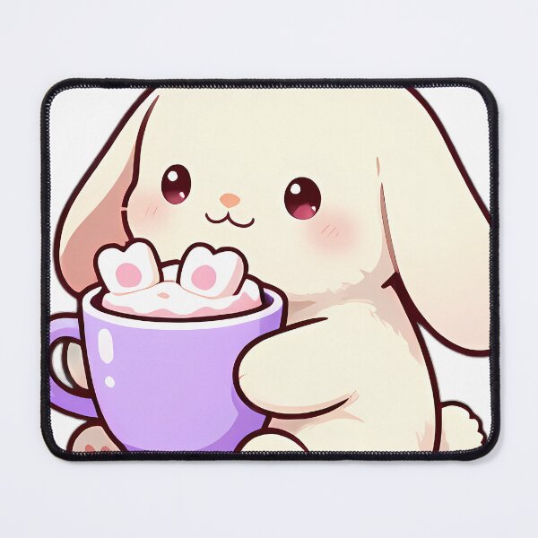 Item preview, Cute White Bunny Hugging Strawberry Hot Cocoa Mug designed and sold by pumsquare.
