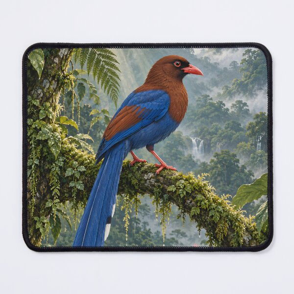 Item preview, Sri Lankan Blue Magpie and Lotus Rainforest Wall Art designed and sold by Jaani-T.