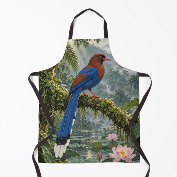 Item preview, Sri Lankan Blue Magpie and Lotus Rainforest Wall Art designed and sold by Jaani-T.