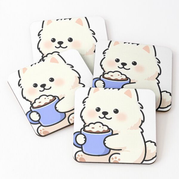 Item preview, Cute Samoyed Puppy Hugging Vanilla Hot Cocoa Mug designed and sold by pumsquare.