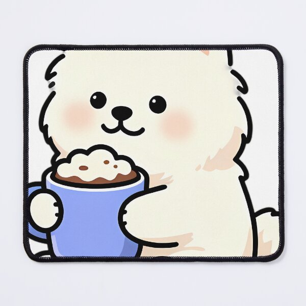 Item preview, Cute Samoyed Puppy Hugging Vanilla Hot Cocoa Mug designed and sold by pumsquare.