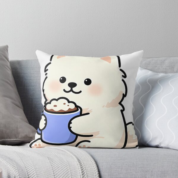 Item preview, Cute Samoyed Puppy Hugging Vanilla Hot Cocoa Mug designed and sold by pumsquare.