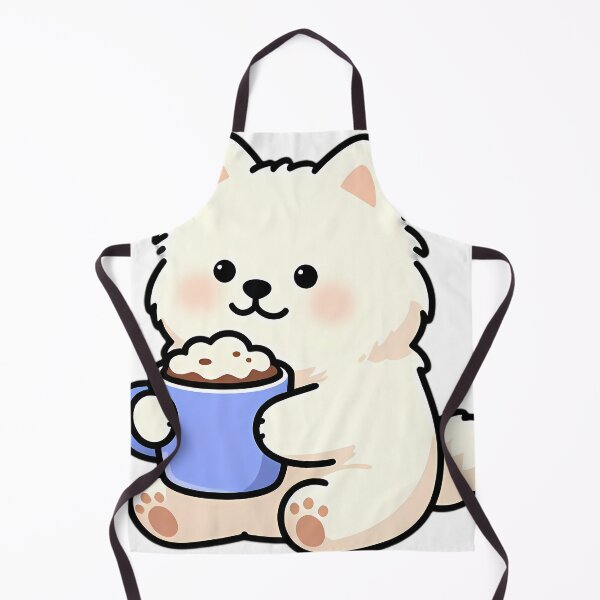 Item preview, Cute Samoyed Puppy Hugging Vanilla Hot Cocoa Mug designed and sold by pumsquare.